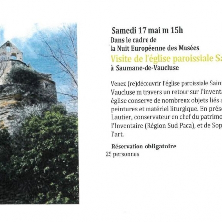 Nuit Européenne des Musées-Visite de l'Eglise paroissiale Saint-Trophime-Samedi 17 mai à 15H00