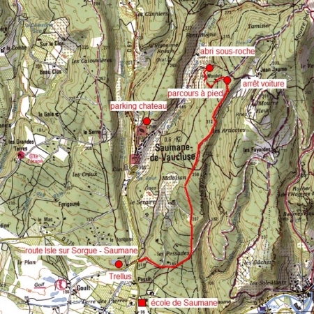 Plan abri sous roche Saumane