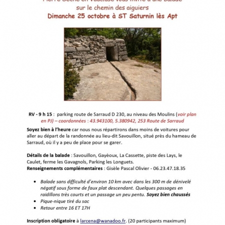 Affiche Pierre sèche balade à St Saturnin les Apt 25 octobre 2026